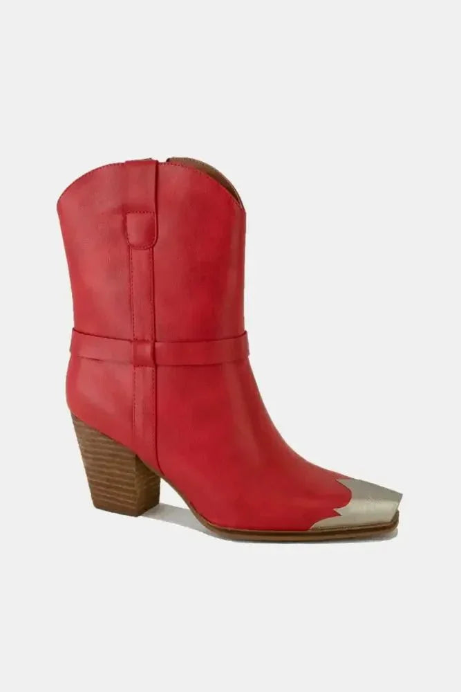 Beast Fashion Faux Leather Metal Toe Ankle Boots - Update AvenueTrendsi100600387901792100600387901792Beast Fashion Faux Leather Metal Toe Ankle BootsRed