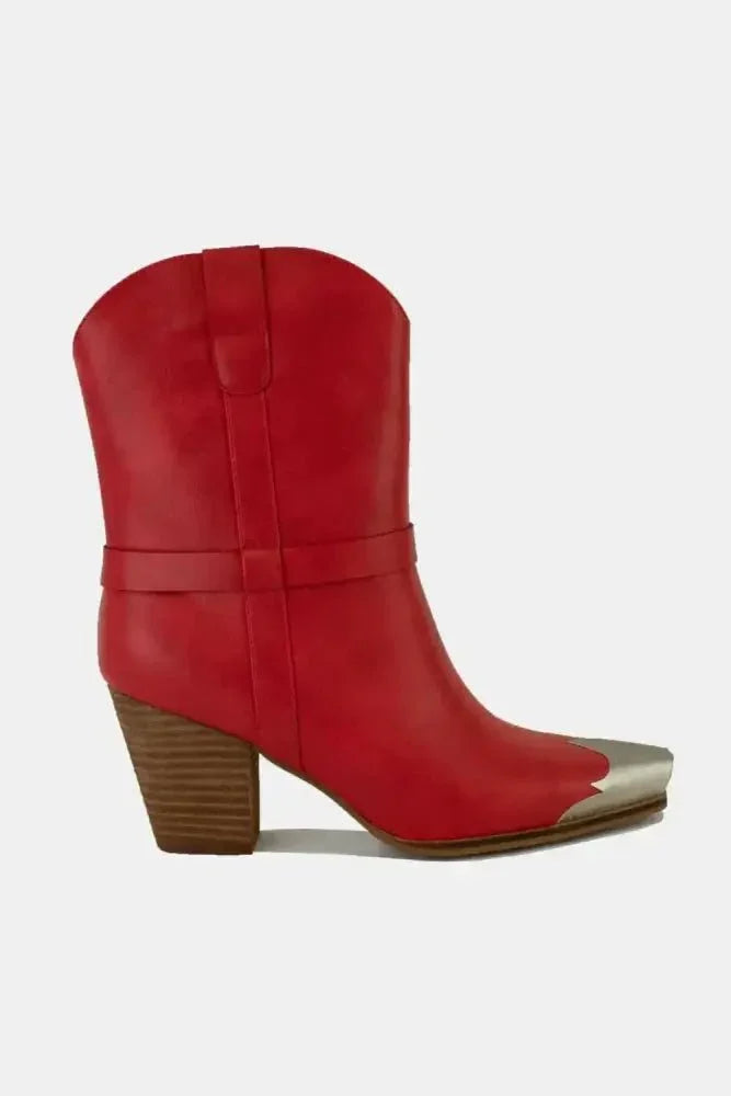 Beast Fashion Faux Leather Metal Toe Ankle Boots - Update AvenueTrendsi100600387901792100600387901792Beast Fashion Faux Leather Metal Toe Ankle BootsRed