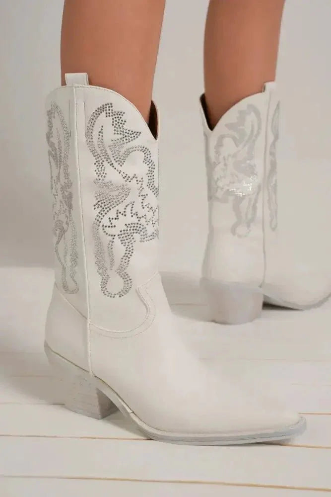 Beast Fashion Rhinestone Detail Point Toe Boots - Update AvenueTrendsi100600776491931100600776491931Beast Fashion Rhinestone Detail Point Toe BootsWhite