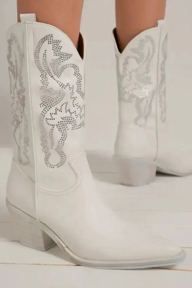 Beast Fashion Rhinestone Detail Point Toe Boots - Update AvenueTrendsi100600776491931100600776491931Beast Fashion Rhinestone Detail Point Toe BootsWhite