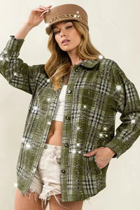 BiBi Allover Clear Sequins Vintage Plaid Jacket - Update AvenueTrendsi1001006379415241001006379415243a2c2d26 - 40e7 - 470b - a6f2 - a34cef966a42 - Max - OriginOLIVE MULTI