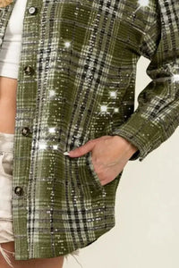 BiBi Allover Clear Sequins Vintage Plaid Jacket - Update AvenueTrendsi100100637941524100100637941524bd394095 - 1379 - 43be - b882 - 413954afba4a - Max - OriginOLIVE MULTI