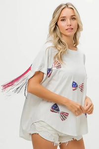 BiBi American Flag Sequin Ribbon T-Shirt - Update AvenueT-ShirtsTrendsi100100789171670100100789171670880d9c89ca6f4672a92c4aff1720cf78 - Max - OriginOFF WHITE