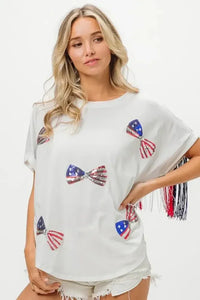 BiBi American Flag Sequin Ribbon T-Shirt - Update AvenueT-ShirtsTrendsi10010078917167010010078917167056d94c306542455db7e7588bffcb5f4d - Max - OriginOFF WHITE