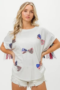 BiBi American Flag Sequin Ribbon T-Shirt - Update AvenueT-ShirtsTrendsi10010078917167010010078917167055082b83d0304a9f8f5b2dd07f4b22ee - Max - OriginOFF WHITE