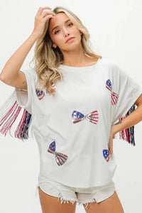 BiBi American Flag Sequin Ribbon T-Shirt - Update AvenueT-ShirtsTrendsi100100789171670100100789171670e71e37cfa18c413bbd50b30eb8ea6ae9 - Max - OriginOFF WHITE