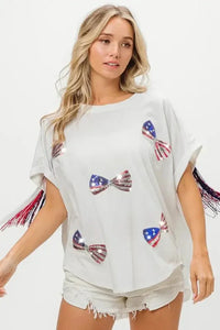 BiBi American Flag Sequin Ribbon T-Shirt - Update AvenueT-ShirtsTrendsi10010078917167010010078917167059e6cd2c674c4a2f870f6488a30ac829 - Max - OriginOFF WHITE