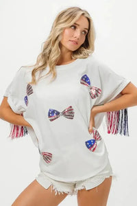 BiBi American Flag Sequin Ribbon T-Shirt - Update AvenueT-ShirtsTrendsi1001007891716701001007891716705975e71e2ec243899a3665e0be0b865e - Max - OriginOFF WHITE
