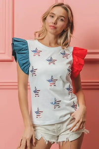 BiBi American Flag Sequin Stars Top - Update AvenueT-ShirtsTrendsi100100863771497100100863771497148aec635bde4428b191d2f519b90669 - Max - OriginOFF WHITE