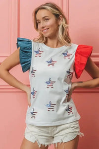 BiBi American Flag Sequin Stars Top - Update AvenueT-ShirtsTrendsi100100863771497100100863771497ce98f9578b084c749a46bea4ce85bc5c - Max - OriginOFF WHITE