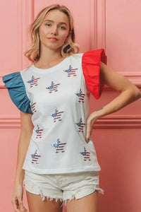 BiBi American Flag Sequin Stars Top - Update AvenueT-ShirtsTrendsi1001008637714971001008637714974faf0142947647909914b2f093d8c444 - Max - OriginOFF WHITE