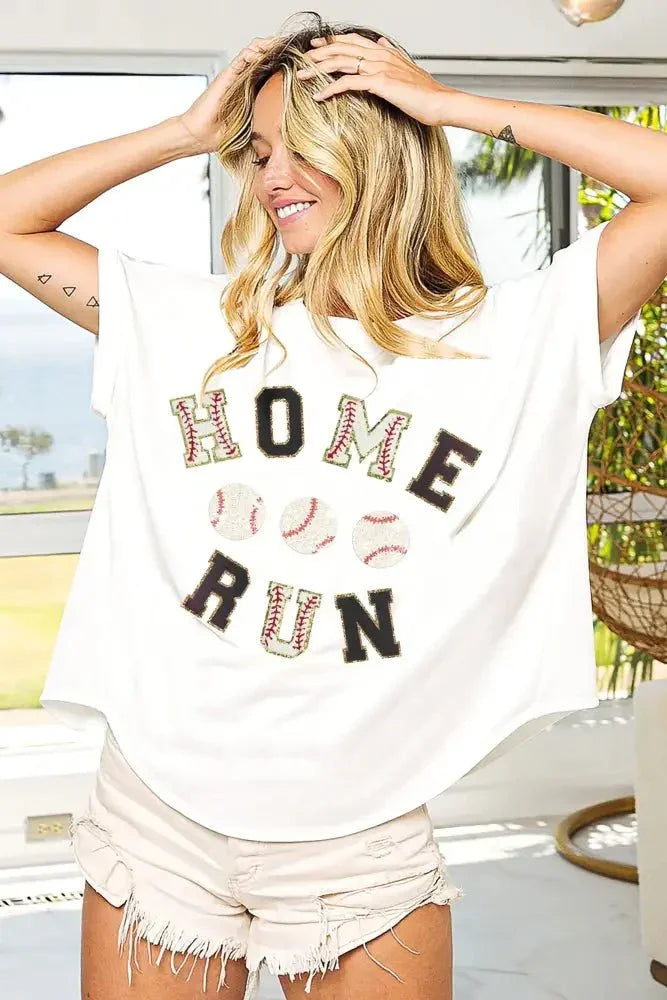 BiBi Baseballs Homerun Letter Washed Short Sleeve Top - Update AvenueT-ShirtsTrendsi1001002770519171001002770519173706ea6d26574683a2af25758c93d2d8 - Max - OriginWHITE/BLACK