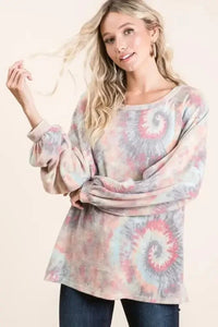 BiBi Brushed Tie Dye Print Top with Puff Sleeves - Update AvenueT-ShirtsTrendsi100100572881755100100572881755bde64a3d8631444c8156566bb3dd779c - Max - OriginTIE DYE