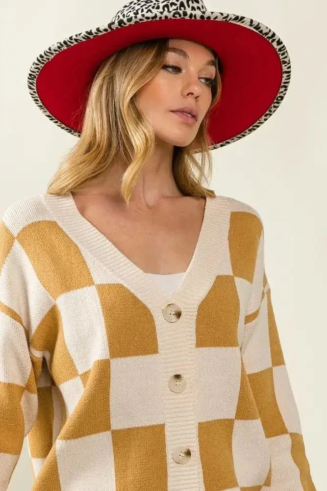 BiBi Checked V - neck Cardigan - Update AvenueTrendsi100100596731934100100596731934500ffb5dabde45589faa57e5711e15bc - Max - OriginIVORY/CAMEL