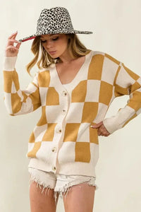 BiBi Checked V - neck Cardigan - Update AvenueTrendsi1001005967319341001005967319348ccc51722fc84b6aa4814d448e32440f - Max - OriginIVORY/CAMEL