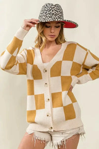 BiBi Checked V - neck Cardigan - Update AvenueTrendsi1001005967319341001005967319348b3f67365c9740bca0dc664eaddc9fa6 - Max - OriginIVORY/CAMEL