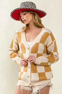 BiBi Checked V - neck Cardigan - Update AvenueTrendsi100100596731934100100596731934a8fe90cbc4464e0baf4bdb542fe5e5cd - Max - OriginIVORY/CAMEL