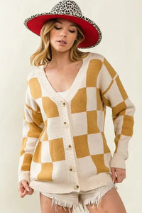 BiBi Checked V - neck Cardigan - Update AvenueTrendsi1001005967319341001005967319347470e34196df406f8ef9dde209cc9c07 - Max - OriginIVORY/CAMEL