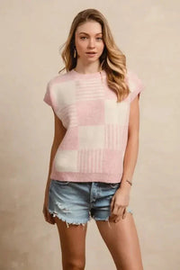 BiBi Checker With Stripes Pattern Sleeveless Sweater - Update AvenueTrendsi1001004196913911001004196913919bd01fe7c6c84bbf96d419de2405bb16 - Max - OriginBLUSH/IVORY