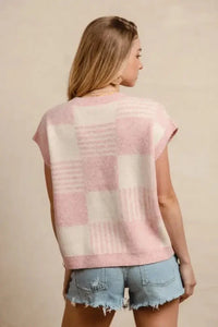 BiBi Checker With Stripes Pattern Sleeveless Sweater - Update AvenueTrendsi1001004196913911001004196913912bd205323f0f43589e6f70bf88efb7fc - Max - OriginBLUSH/IVORY
