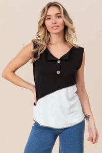 BiBi Color Block Contrast Stitching Buttoned Henley Top - Update AvenueT-ShirtsTrendsi1001001143415561001001143415562e1e20e524744dda95c172f56a03716b - Max - OriginBLACK/OFF WHITE