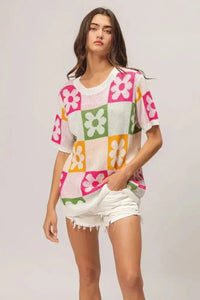BiBi Flower Checker Pattern Lightweight Sweater Top - Update AvenueTrendsi100100143751872100100143751872724660aaccef4d348e6ac1942b3b9cf3 - Max - OriginIVRY/FUCH/OLIVE/MUST