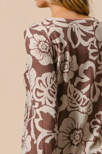 BiBi Flower Printed Waffle Thumb Opening Top - Update AvenueT-ShirtsTrendsi1001004062216841001004062216847fb2b5ca61554e47998702a39962c2f1 - Max - OriginMOCHA