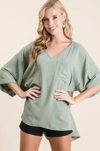 BiBi Flowy Woven V - Neck Top with Rolled Up Cuffs - Update AvenueDaily EssentialsTrendsi100100278861071100100278861071df77dcd1b06d4f10bb5bc911264be94a - Max - OriginSAGE