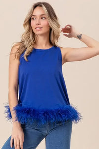 BiBi French Terry Faux Feather Bottom Back Tied Top - Update AvenueTrendsi10010022088190510010022088190550918590647741a8af986920c01dfec4 - Max - OriginROYAL