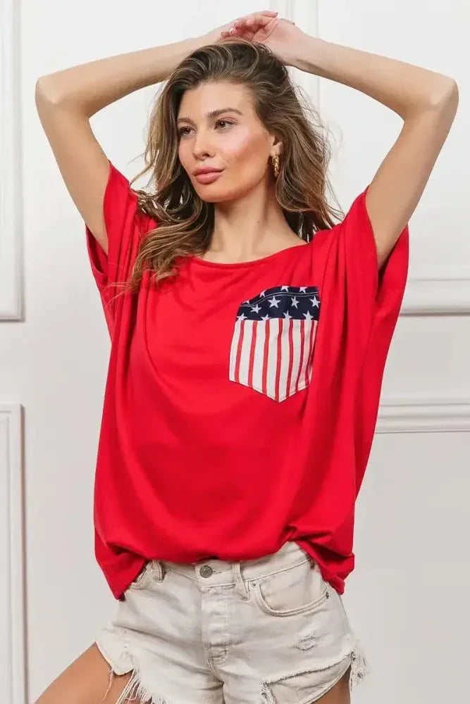 BiBi French Terry With Front Pocket Dolman Sleeves Top - Update AvenueT-ShirtsTrendsi10010095160172410010095160172464d5d996c2e4458aa8d59d6702b88223 - Max - OriginRED