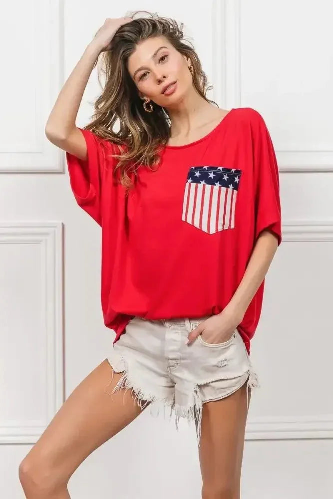 BiBi French Terry With Front Pocket Dolman Sleeves Top - Update AvenueT-ShirtsTrendsi100100951601724100100951601724a63f47b9fc814004b14bd62010a48799 - Max - OriginRED