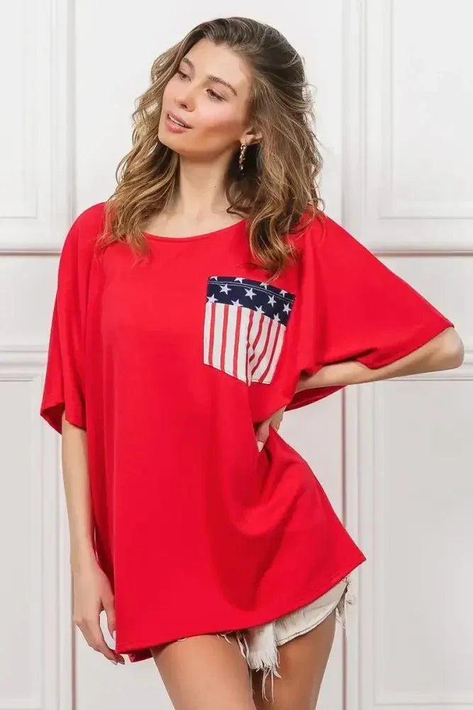 BiBi French Terry With Front Pocket Dolman Sleeves Top - Update AvenueT-ShirtsTrendsi1001009516017241001009516017245704a306818c406791fb13bcbf99db86 - Max - OriginRED