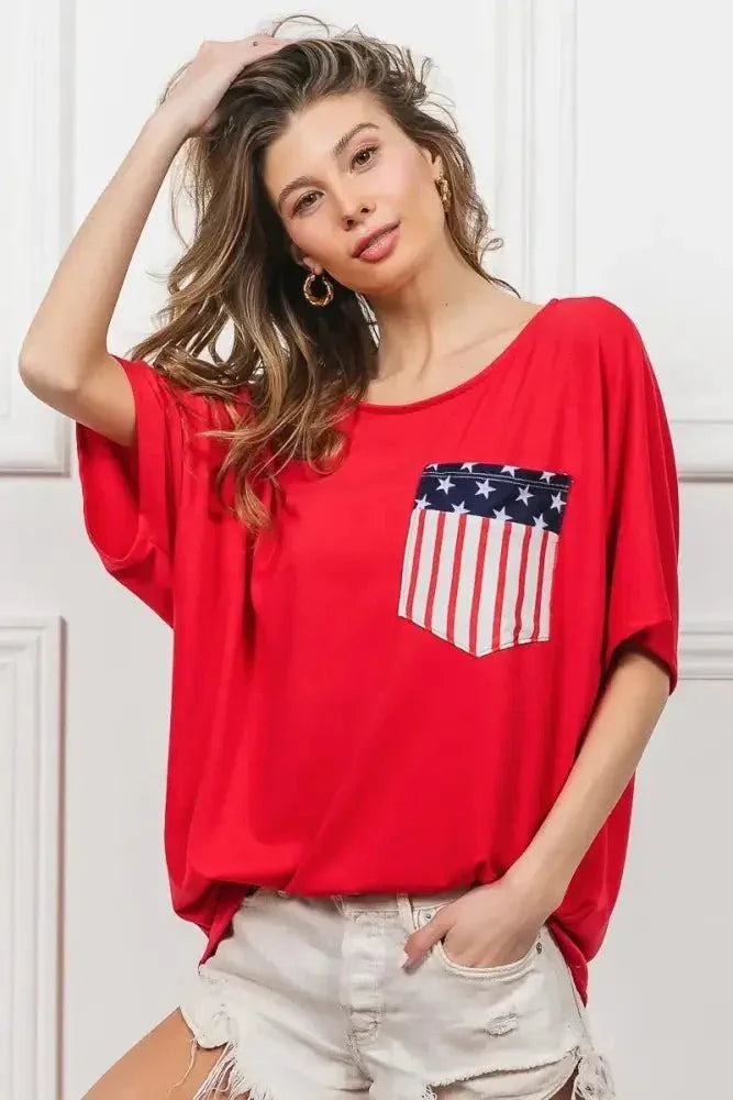 BiBi French Terry With Front Pocket Dolman Sleeves Top - Update AvenueT-ShirtsTrendsi100100951601724100100951601724ab2f2192aea2454ca6f1ef85d967a4c7 - Max - OriginRED