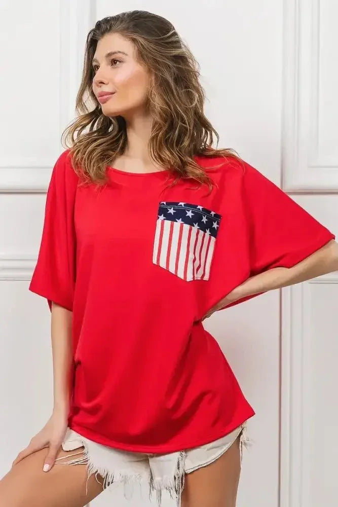 BiBi French Terry With Front Pocket Dolman Sleeves Top - Update AvenueT-ShirtsTrendsi10010095160172410010095160172424089de2dc92420a8319fb7cd3211c53 - Max - OriginRED