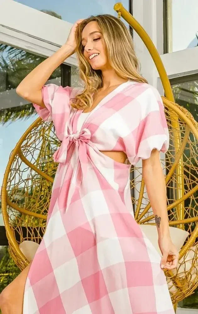 BiBi Front Tied Puff Sleeve Checkered Dress with Cut Out Detail - Update AvenueTrendsi100100147191363100100147191363baf21dcb - 3d26 - 447a - 95e3 - bf9b596a3685 - Max - OriginBLUSH