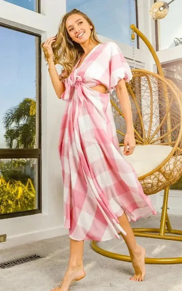 BiBi Front Tied Puff Sleeve Checkered Dress with Cut Out Detail - Update AvenueTrendsi100100147191363100100147191363ad2064dc - ce50 - 4c25 - a3fc - 71c3d5fe6b9c - Max - OriginBLUSH