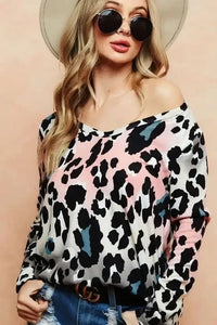 BiBi Gradation Leopard Print Soft Knit Deep U Neck Top - Update AvenueT-ShirtsTrendsi10010095497128510010095497128565ccf24a429d42e091bfcbc114e84bf4 - Max - OriginBLUSH/CHARCOAL