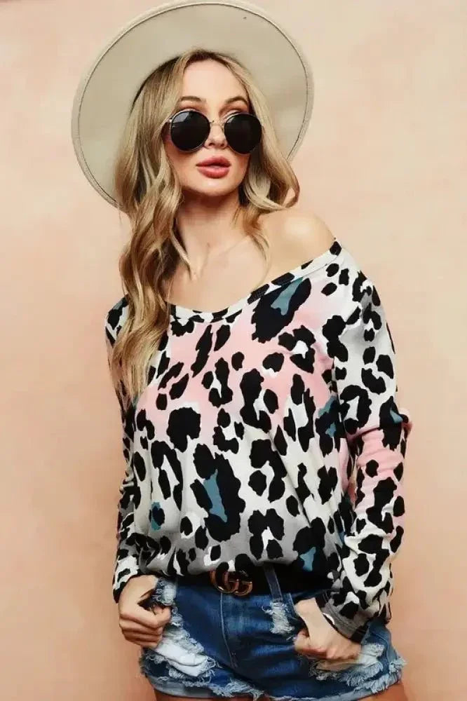 BiBi Gradation Leopard Print Soft Knit Deep U Neck Top - Update AvenueT-ShirtsTrendsi1001009549712851001009549712857fb47803cba947dab2b66a3af3cd6b18 - Max - OriginBLUSH/CHARCOAL