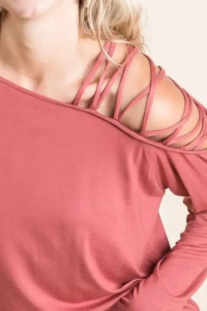 BiBi Jersey Knit One Shoulder Top With Criss Cross - Update AvenueT-ShirtsTrendsi100100259161506100100259161506ae8fdab7 - df10 - 46bd - aa7c - c3bb0084eaa1 - Max - OriginMARSALA