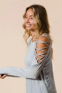 BiBi Jersey Knit One Shoulder Top with Criss Cross - Update AvenueT-ShirtsTrendsi1001004282014421001004282014420f53b1052f4547b98d45e854e8929972 - Max - OriginHEATHER GREY