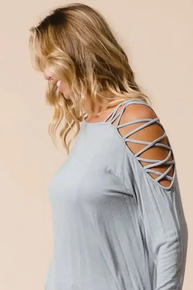 BiBi Jersey Knit One Shoulder Top with Criss Cross - Update AvenueT-ShirtsTrendsi1001004282014421001004282014426c0505c989334e86bdbee257a2b1a044 - Max - OriginHEATHER GREY