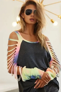 BiBi Jersey Knit Top with Tie Dye Laser Cut Sleeves - Update AvenueT-ShirtsTrendsi10010040033151110010040033151103811627310c4bf7a2933bec3bf970b6 - Max - OriginCHARCOAL