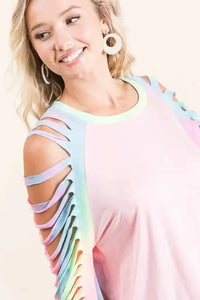 BiBi Jersey Knit Top with Tie Dye Laser Cut Sleeves - Update AvenueT-ShirtsTrendsi100100533541628100100533541628622bd0f5bd00465f982e5acec2d49672 - Max - OriginBLUSH
