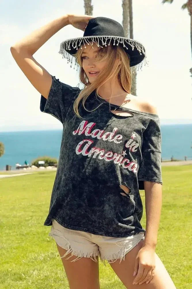BiBi Laser Cut Mineral Washed America Print Top - Update AvenueT-ShirtsTrendsi100100047481009100100047481009f3d7e3e47bdf44c0b99f65c10b65839e - Max - OriginBLACK CHARCOAL