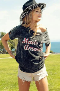 BiBi Laser Cut Mineral Washed America Print Top - Update AvenueT-ShirtsTrendsi100100047481009100100047481009f09e4a1dbcc34df988de7395b90756d9 - Max - OriginBLACK CHARCOAL