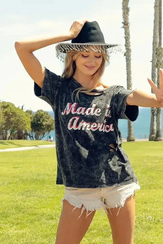 BiBi Laser Cut Mineral Washed America Print Top - Update AvenueT-ShirtsTrendsi100100047481009100100047481009a5c4d814fce7449abe05a171ccd633e2 - Max - OriginBLACK CHARCOAL