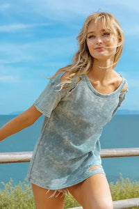 BiBi Laser Cut Mineral Washed Loose Fit Thermal Top - Update AvenueT-ShirtsTrendsi1001001294318351001001294318350f0bb8f3ba3c4fef898a8964a0438e32 - Max - OriginDENIM