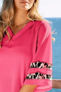 BiBi Leopard Print Contrast Tiered Sleeves Thermal Top - Update AvenueT-ShirtsTrendsi1001002403415591001002403415598968421b - b38d - 4d95 - bda9 - 2ae8643e3ab5 - Max - OriginFUCHSIA