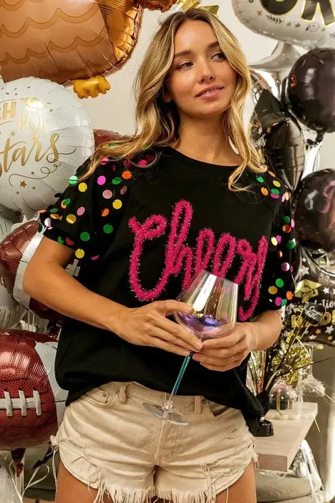 BiBi Metallic Letter Spangle Raglan Puff Sleeve Top - Update AvenueT-ShirtsTrendsi1001004744613221001004744613226876733f702d454bb7756bb1cffc52da - Max - OriginBLACK