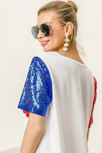 BiBi Metallic Letter V - neck Sequin Sleeves Top - Update AvenueT-ShirtsTrendsi100100014911289100100014911289a3e37b030fa7426d9a0f82026b566174 - Max - OriginOFF WHITE